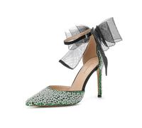 ERHTGUO Mesh Bowout Pearl Rhinestone Sexy Sandals Women's Buckle Pointed High Heels Banquet Wedding Bride Bridesmaid Single Shoes(CH022Black,Color 78)