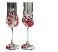 ERHTGUO Red Butterfly Toast Cup Wedding Pair DIY Broken Diamond Material Package Super Fairy Goblet Embedded Gift Box(Red Luan star moving)
