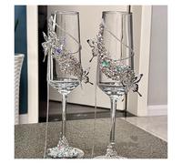 ERHTGUO Restaurant Wedding Toast Glass Cup Diamond Goblet Cocktail Champagne Table Wine Glasses Decoration(2PCS)