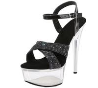 ERHTGUO Sandals Ladies Super High Heels 14CM Glitter Sequin Champagne Color Stiletto Pole Dancing Platform Party Nightclub Shoes(Red,39)