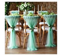 ERHTGUO Set of 10/50 Chair Sashes Elegant Wedding Decor Semi-Sheer Tulle For Parties Churches Christmas Aisle Accent(Green,10 pcs)
