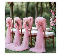 ERHTGUO Set of 10/50 Chair Sashes Elegant Wedding Decor Semi-Sheer Tulle For Parties Churches Christmas Aisle Accent(Pink,50pcs)