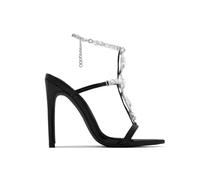 ERHTGUO Sexy Thin High Heels Ankle Strap Sandals Womens Pointed Crystal Diamond Party/club Wedding Party Shoe(Black,41)