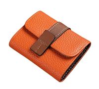 ERHTGUO Solid Color PU Leather Women Multi-Card Slot Credit Card Holder Business ID Case Wallet with Coin Pocket Driver License(Orange)