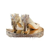 ERHTGUO Sparkling Crystals High Heels Two-Way Wear For Wedding Banquet and Oming Ceremony(Champagne Color 8cm,Color34)