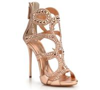ERHTGUO Summer Round-toe Patent Leather Rhinestone Rivet Waterproof Table Sandals Thin High-heeled Banquet Dress Large Size Women's Shoe(Color 4,35)