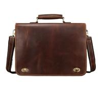 ERHTGUO Thick Leather Men Briefcase 15" Laptop Business Bag Tote Man With Shoulder Strap(Brown-2)
