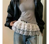ERHTGUO Trendy Women Korean Lace Mini Layered Skirt Streetwear Up Ruffles Harajuku High Waist Pleated Skirts Clothes(Color 5)