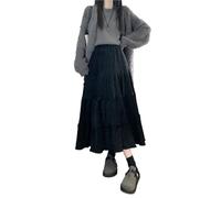 ERHTGUO Velvet Lace f Skirt Women's A-Line Long Cake High Waist plus Size Spring Big Fat(Black,L(50-60kg))