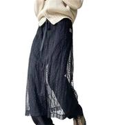 ERHTGUO Vintage Embroidery See Through Mujer Faldas Streetwear Sweet Lace Women's Skirts Aesthetic Harajuku Bandage Bow Skirt(Black)