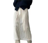 ERHTGUO Vintage Embroidery See Through Mujer Faldas Streetwear Sweet Lace Women's Skirts Aesthetic Harajuku Bandage Bow Skirt(Apricot)