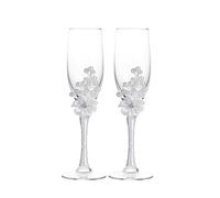 ERHTGUO Wedding Champagne Glasses Groom And Bride Rose Flower Ribbon With Diamond Goblet Supplies Decoration Wine Glass Set
