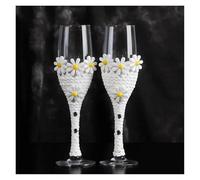 ERHTGUO Wedding Glass Stemware Banquet Champagne Cup Supplies Bride And Groom Toasting 1 Pair(Color-03)