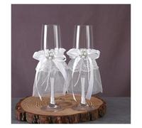 ERHTGUO Wedding Glass Stemware Banquet Champagne Cup Supplies Bride And Groom Toasting 1 Pair(Color-24)