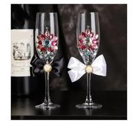 ERHTGUO Wedding Glass Stemware Banquet Champagne Cup Supplies Bride And Groom Toasting 1 Pair(Color-06)