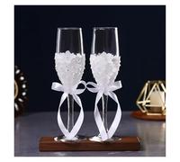 ERHTGUO Wedding Glass Stemware Banquet Champagne Cup Supplies Bride And Groom Toasting 1 Pair(Color-19)