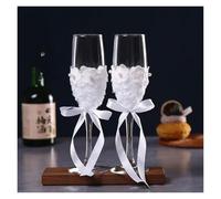 ERHTGUO Wedding Glass Stemware Banquet Champagne Cup Supplies Bride And Groom Toasting 1 Pair(Color-07)