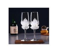 ERHTGUO Wedding Glass Stemware Banquet Champagne Cup Supplies Bride And Groom Toasting 1 Pair(Color-09)