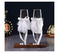 ERHTGUO Wedding Glass Stemware Banquet Champagne Cup Supplies Bride And Groom Toasting 1 Pair(Color-17)
