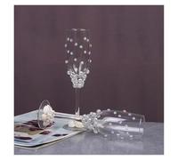 ERHTGUO Wedding Glass Stemware Banquet Champagne Cup Supplies Bride And Groom Toasting 1 Pair(Color-02)