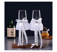 ERHTGUO Wedding Glass Stemware Banquet Champagne Cup Supplies Bride And Groom Toasting 1 Pair(Color-22)
