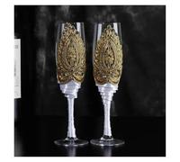 ERHTGUO Wedding Glass Stemware Banquet Champagne Cup Supplies Bride And Groom Toasting 1 Pair(Color-05)