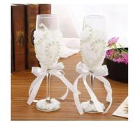 ERHTGUO Wedding Glass Stemware Banquet Champagne Cup Supplies Bride And Groom Toasting 1 Pair(Color-21)