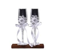 ERHTGUO Wedding Glass Stemware Banquet Champagne Cup Supplies Bride And Groom Toasting 1 Pair(Color-23)