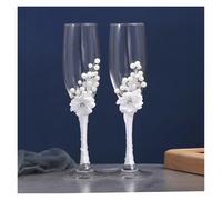 ERHTGUO Wedding Glass Stemware Banquet Champagne Cup Supplies Bride And Groom Toasting 1 Pair(Color-20)