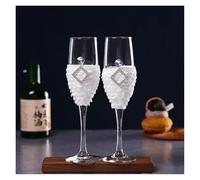 ERHTGUO Wedding Glass Stemware Banquet Champagne Cup Supplies Bride And Groom Toasting 1 Pair(Style 014)