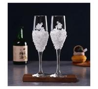 ERHTGUO Wedding Glass Stemware Banquet Champagne Cup Supplies Bride And Groom Toasting 1 Pair(Style 016)