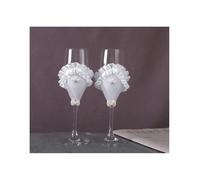 ERHTGUO Wedding Glass Stemware Banquet Champagne Cup Supplies Bride And Groom Toasting 1 Pair(Style 010)
