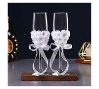 ERHTGUO Wedding Glass Stemware Banquet Champagne Cup Supplies Bride And Groom Toasting 1 Pair(Style 012)