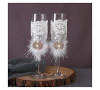 ERHTGUO Wedding Glass Stemware Banquet Champagne Cup Supplies Bride And Groom Toasting 1 Pair(Style 011)