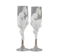 ERHTGUO Wedding Glasses For The Bride And Groom, Simple Design, Champagne Filled With Flowers, Engagement, Anniversaries