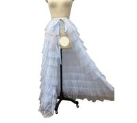 ERHTGUO White Ruffled Tiered Tulle Over Wrap Skirts Women Sheer Mesh Maxi Skirt Low Long Beach Bridal(Color 24,XL)