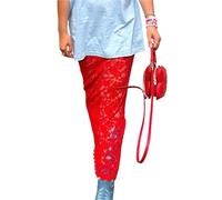 ERHTGUO Women Fairy Lace Maxi Skirt Vintage Sheer Mesh Floral Bodycon Long Sexy See-Through Half Slip Skirts(Red,L)