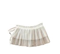 ERHTGUO Women Lace Mini Layered Skirt Streetwear Up Ruffles Harajuku High Waist Pleated A-Line Short Jupe Skirts Clothes(HH2 (White))