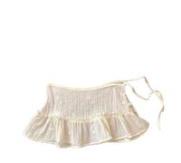 ERHTGUO Women Lace Mini Layered Skirt Streetwear Up Ruffles Harajuku High Waist Pleated A-Line Short Jupe Skirts Clothes(H2 (White))