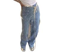 ERHTGUO Women See Through Sequins Flower Lace Long Apron Skirt Vintage Tie Up Sheer Hip Wrap Covering Scarf Overskirt(F)