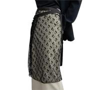 ERHTGUO Women See Through Sequins Flower Lace Long Apron Skirt Vintage Tie Up Sheer Hip Wrap Covering Scarf Overskirt(A)