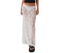 ERHTGUO Women Sheer Lace Maxi Skirts Female See Through Bodycon Long For Party Streetwear Fairy Clothes(Color 1,L)