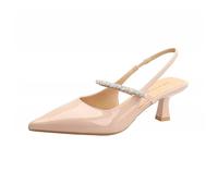 ERHTGUO Women's French-style Back-lace Pointed-toe Sandals, Simple Rhinestone Stiletto Heels, Sexy Open-heel Banquet Slippers(Pink,COLOR-40)