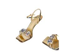 ERHTGUO Women's Sexy Open-Toe Gold Sandals - Casual Party And Banquet High Heels Classic Crystal-Embellished Pointed-Toe Wedding Shoes(Champagne,38)
