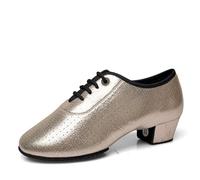ERHTGUO Zapatos De Baile Latino For Hombre Y Mujer, Modernos Salón Cuero For Tango Salsa, Tacones Cuadrados, Deportivos For Fiesta For Niños Adultos(Champagne Gold,36)