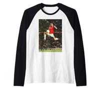 Eric Cantona Leap Copa Mundial de Fútbol del Manchester United Camiseta Manga Raglan