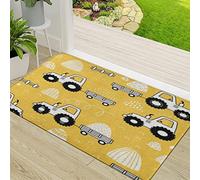 ERICAT Felpudo de Entrada,Niños Amarillos Doodle Tractor n Car Hay Sketch,Alfombra Absorbente para Atrapar,Alfombrilla Antideslizante,Pasillo,Dormitorio,50x80cm