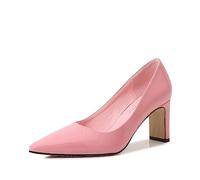 ERICAT Grueso con Cabeza Puntiaguda Tacones Altos Mujeres en con Banquete Elegante Femenino Zapatos Cien con Shallow Mouth Compras Diarias Zapatos Sencillos para Niñas