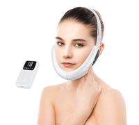 ERICAT Máquina Reductora De Papada, Dispositivo Eléctrico De Estiramiento Facial con Control Remoto, 5 Modos Y 15 Niveles De Ajuste De Intensidad, Diseño Plegable, para El Hogar, Oficinas Y Viajes