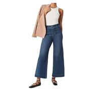 ERICAT Pants, Wide Leg Jeans, Cropped Wide-Leg Patch Pocket Jeans, Washed Stretch High Waisted Flared(Blue,2XL)
